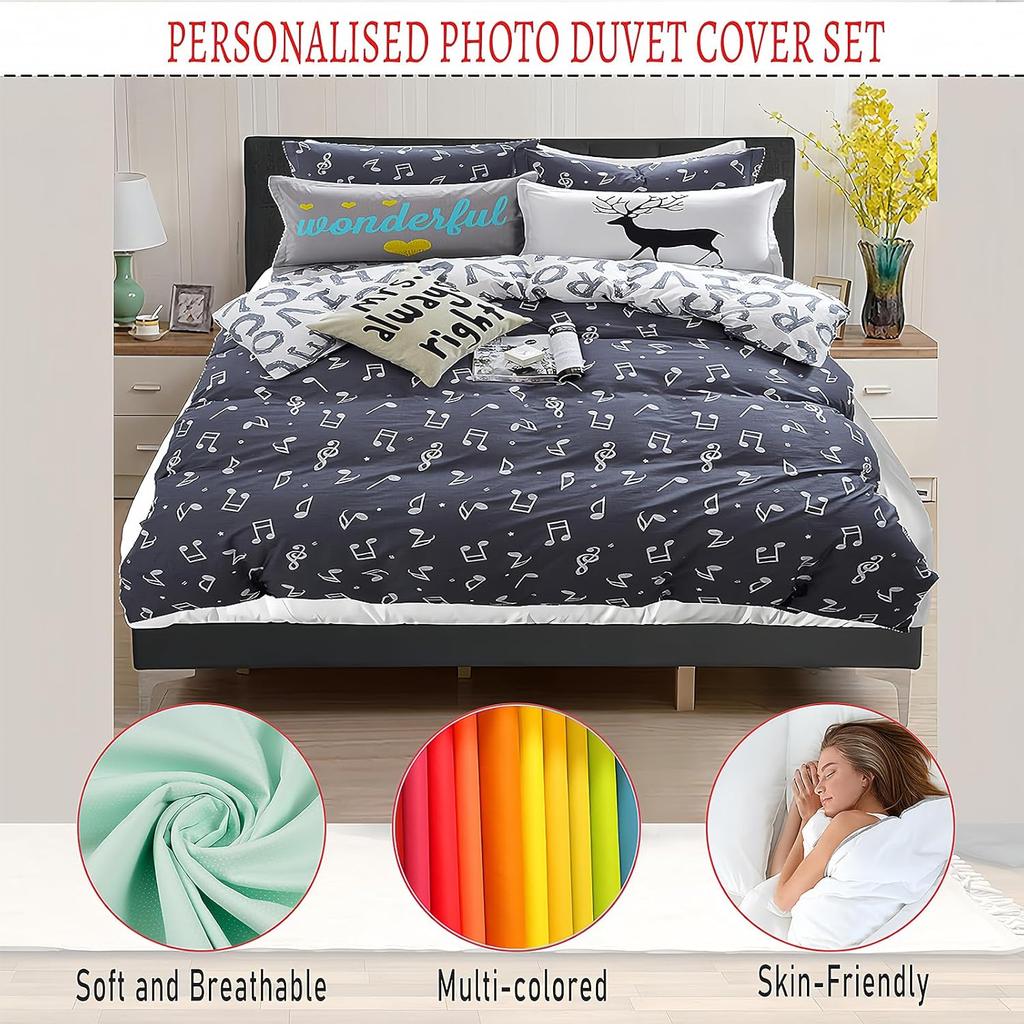 Copripiumino Personalizzato Copripiumino con Foto Personalizzata Federa con Testo/Logo, Set Biancheria da Letto Matrimoniale/Singolo Personalizzato Per Bambino Bambina