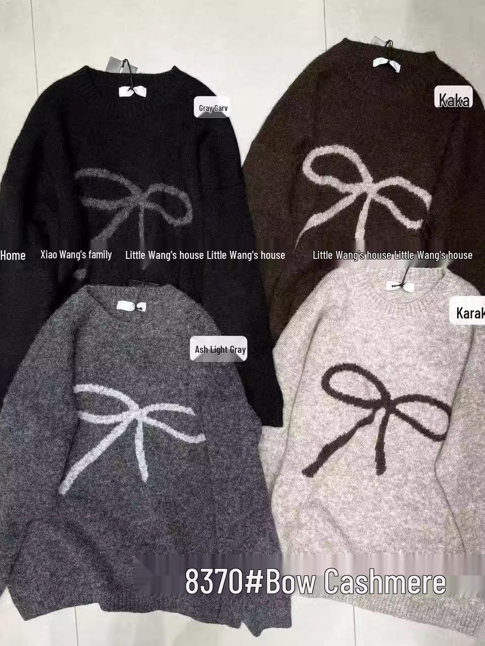 

Xiao Wang s 8370 Winter Korean Plus Size Casual Bow Knit Sweater One Size чорний/сірий