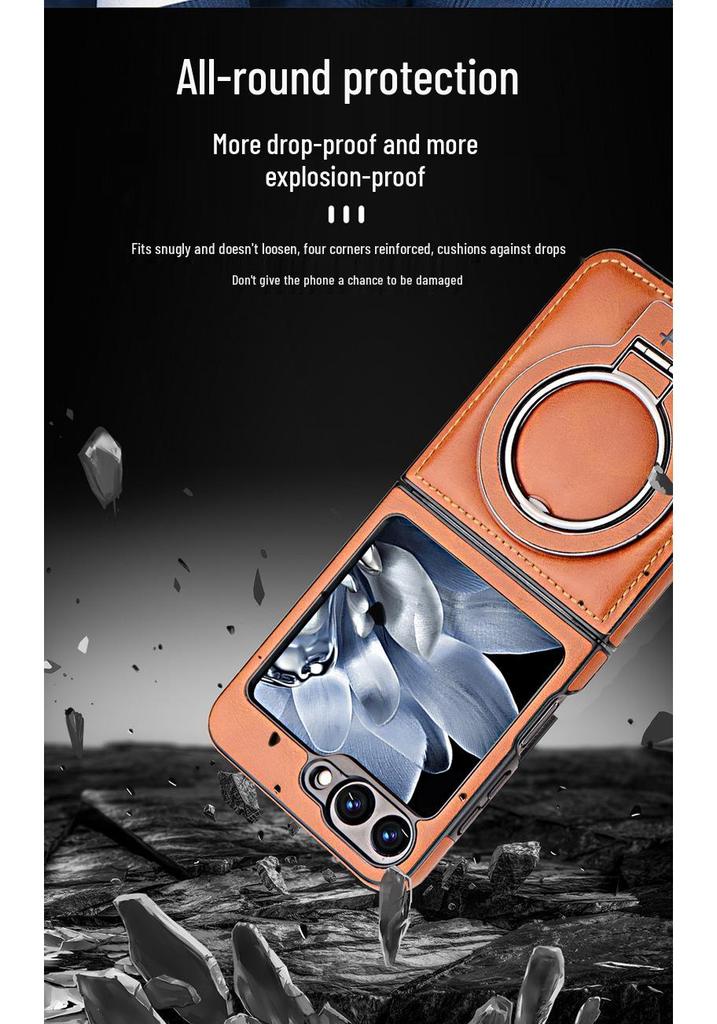 Foldable Magnetic Stand for Samsung Z Flip 5/6 - Drop-Proof Full Coverage Business Leather Case