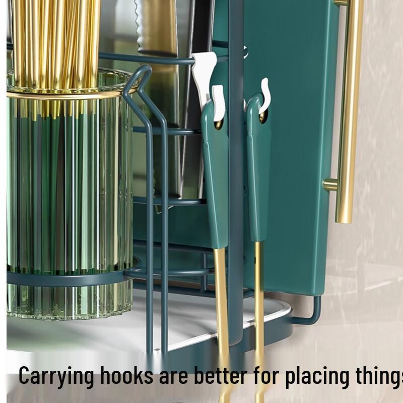 Dark Green Kitchen Utensil Storage Rack