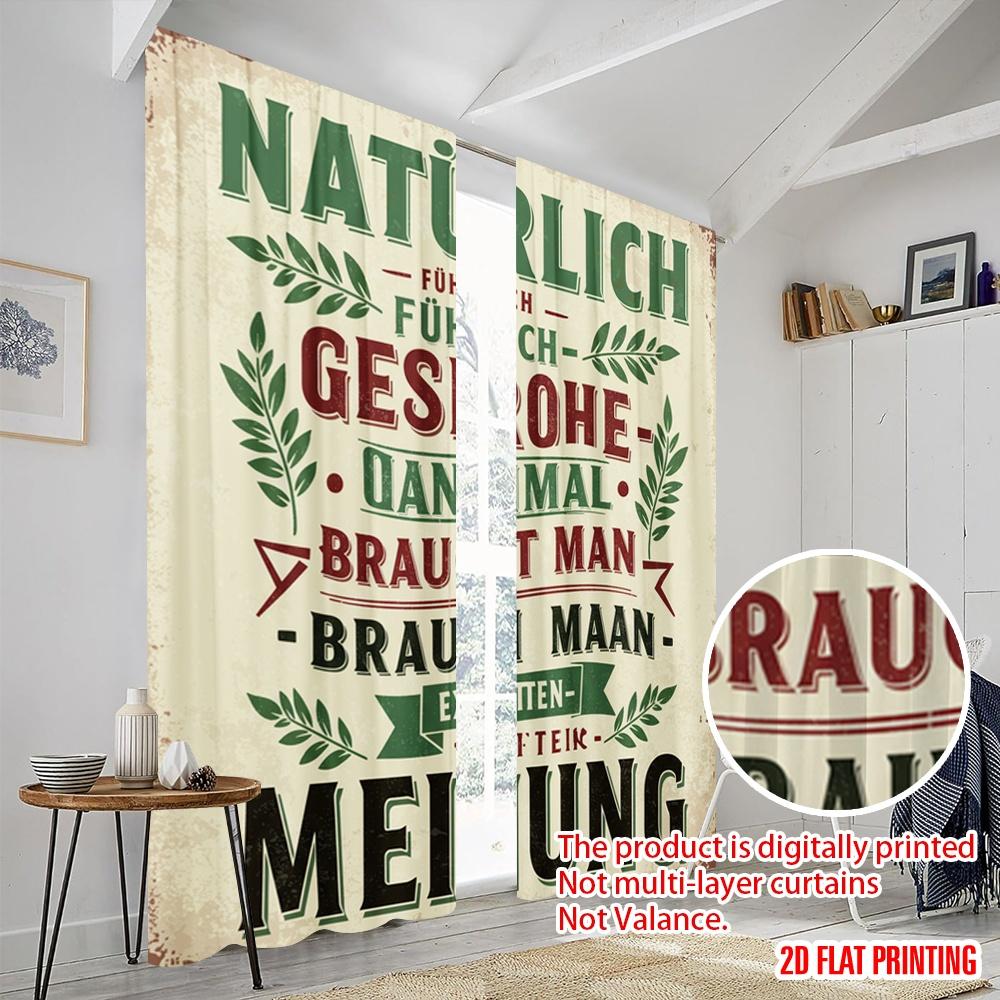 2 Stück 2D Flachdruck Fensterbehandlung Vorhänge Deutsches Motivationszitat Polyester Ohne Strom 0 Verwendung für Allgemein