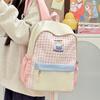 Schoolbag New High School Schoolbag, Light and High-value Ins Fresh and Sweet Plaid Contrasting Color Splicing Backpack, Initial Backpack.
