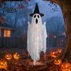 Grande Fantasma Galleggiante Decorazione da Giardino, Altalena Sospesa Luminosa di Halloween con Cappello da Strega, Luminosità Regolabile tramite Telecomando, Volante