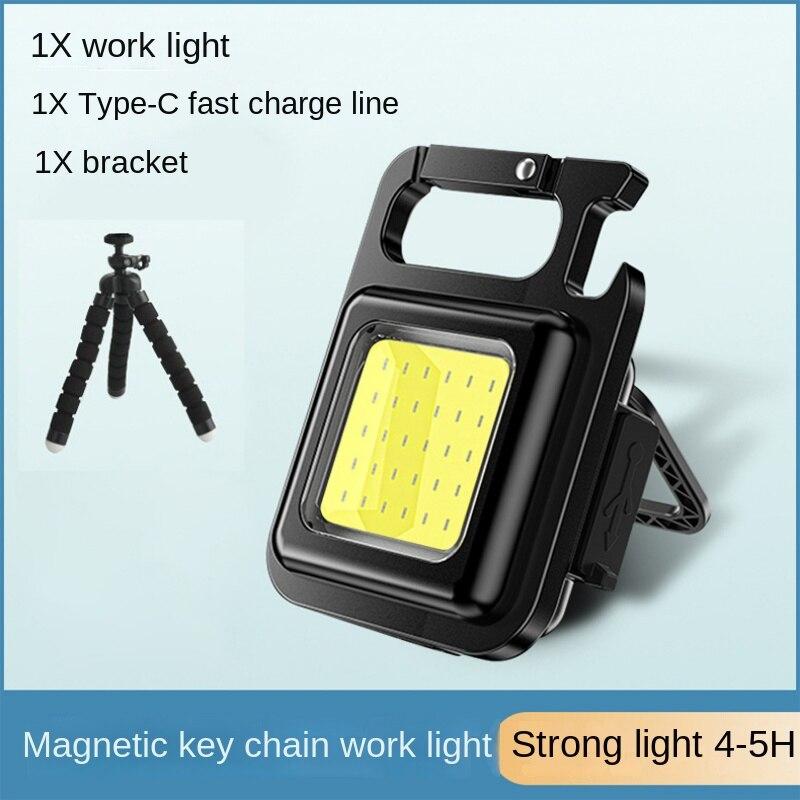 COB Work Light Outdoor Strong Light Torch Mini Multifunctional Emergency Keychain Light USB Rechargeable Tent Camping Light Cob Work Light