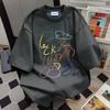 Ladies Summer Short Sleeve Round Collar Casual Graffiti Printed Teenager Pullover Oversize Cotton T Shirt Top