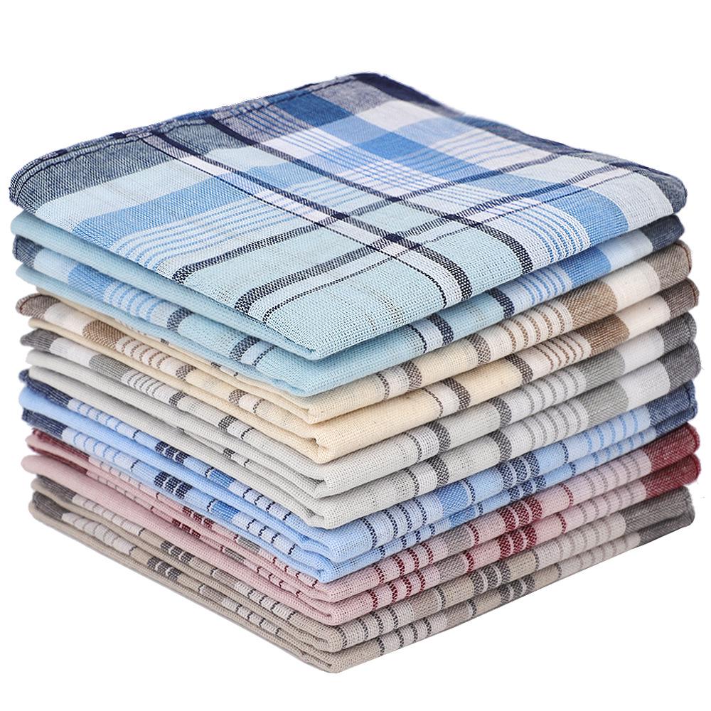 Men's Classic Plaid Pure Cotton Handkerchief for Elders - Old Shanghai Style