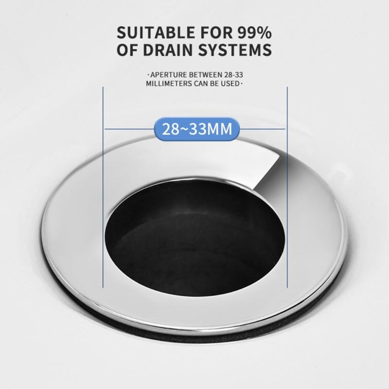Not Clog Drain Stoppers with Accuracy Meshing Press Appear Sink Filter Steel ABS Coating Drain for Basin Bathtubs Kitchen