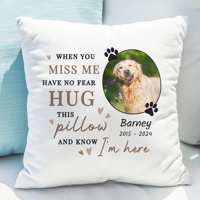 Custom pet Pillow Cover - Personalized Pet Photo Name Square Pillow Case with Zip Closure for Home Office Decor Memorial Gift 50X50cm 6680₽