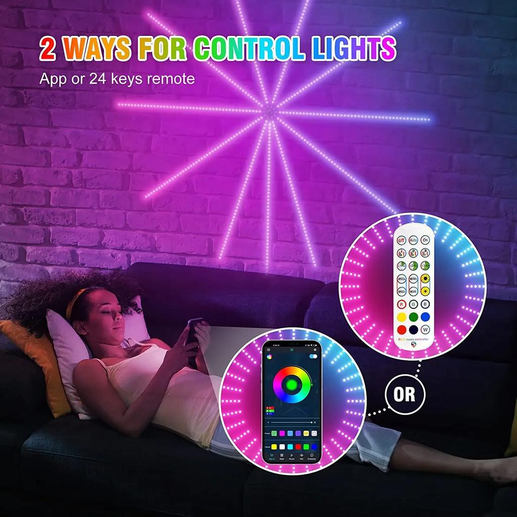 RGB-Feuerwerk-LED-Streifenlicht Bluetooth Smart Neon Strip APP LED-Lichtstreifen USB 5V LED-Streifen Weihnachtsfeier-Dekoration
