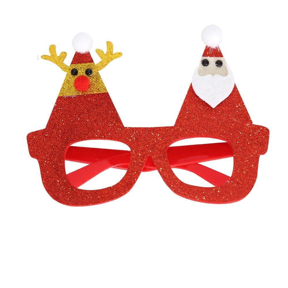 Red Santa Claus Eyeglasses Christmas Decorative Glasses Party Decorations Christmas Frame Glasses