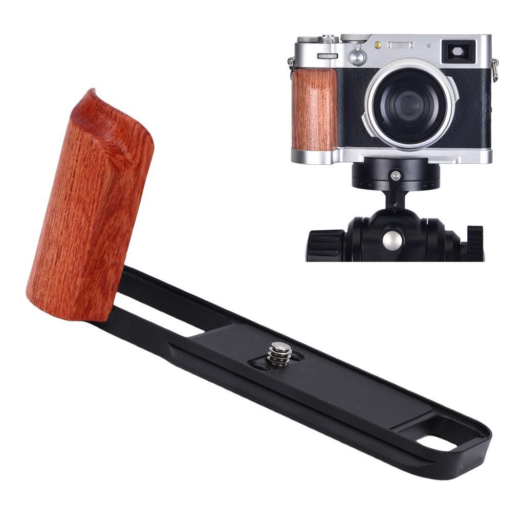 Wooden Handle L Shape Grip Fit for X E5 Camera Aluminum Alloy L Shape Handgrip with Quick Release Plate