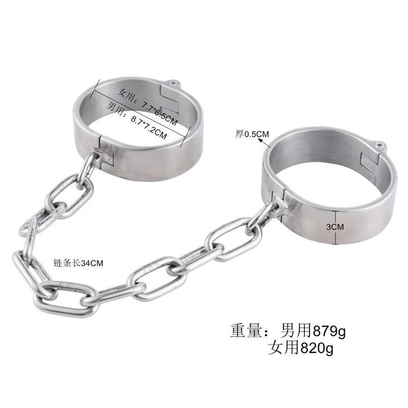 Stainless Steel Handcuff Slave Restraints Set Bondage Collar Ankle Cuffs  Bondage Restraint Sex Toys for Women Man Couples