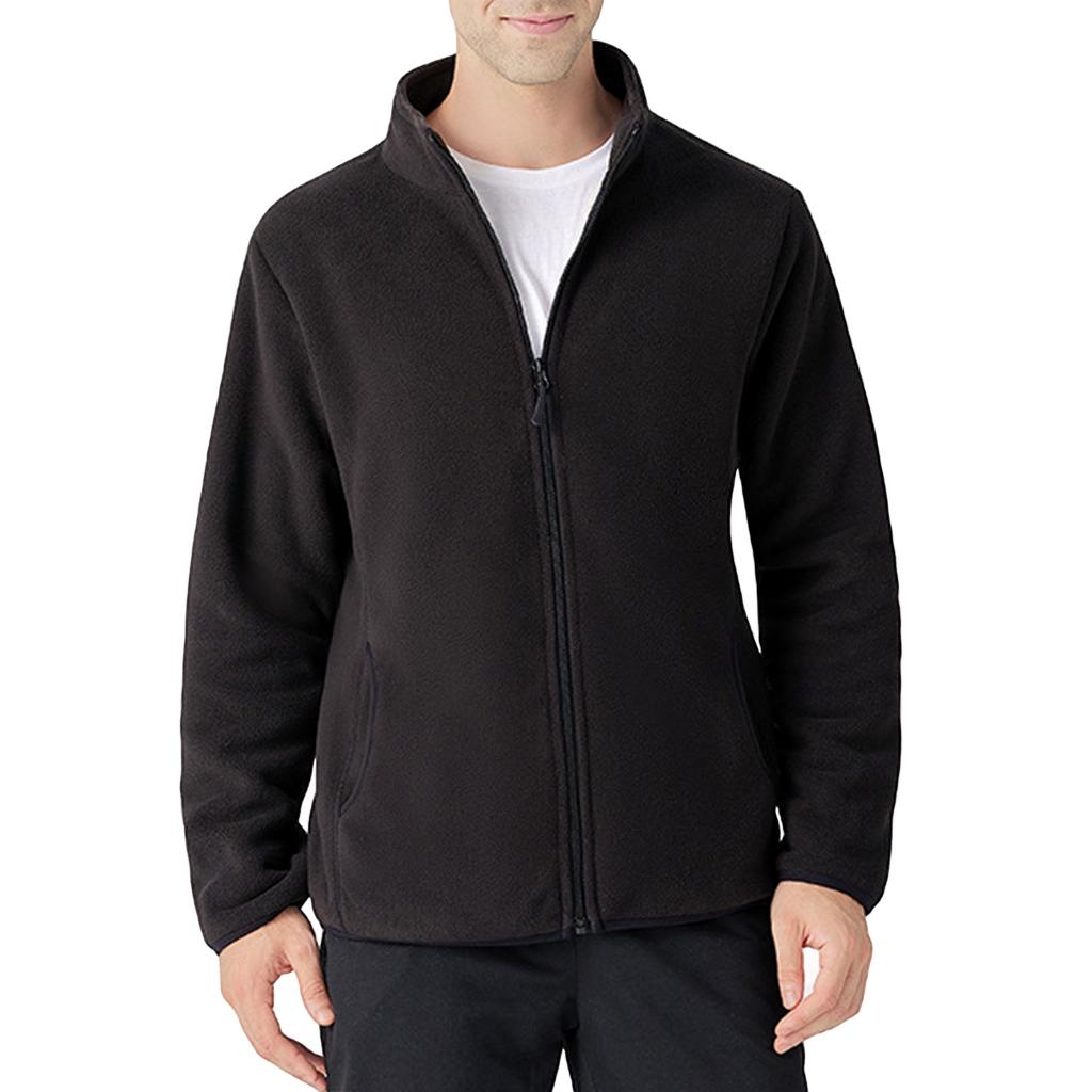 Men's Solid Color Zipper Pocket Work Jacket Men's Casual Lambskin Fleece Jacket