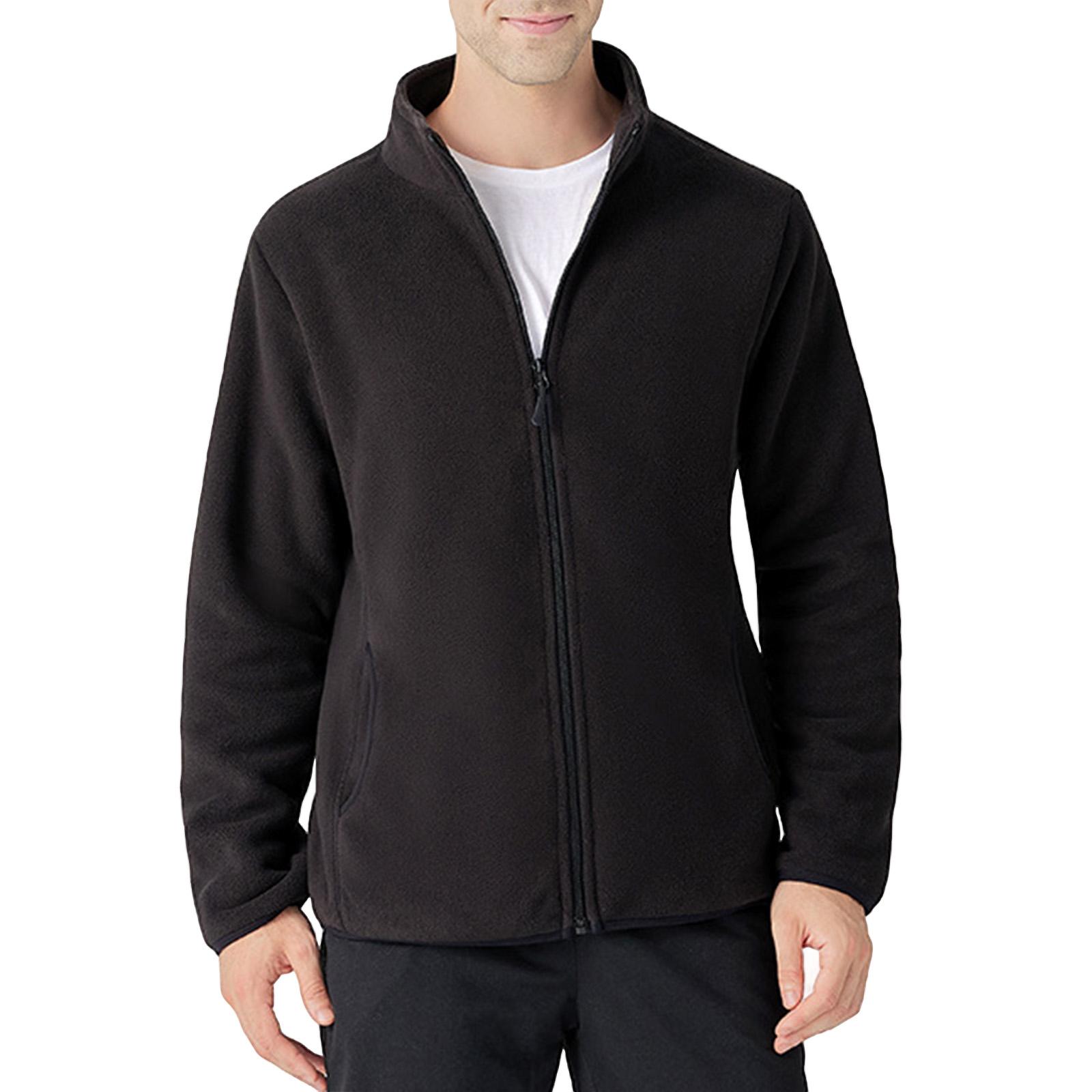 

Men s Solid Color Zipper Pocket Work Jacket Men s Casual Lambskin Fleece Jacket M