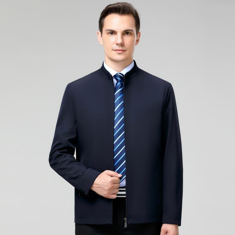 New Stand-up Collar Jacket Men's Spring and Autumn Middle-aged Dad Business Casual Jacket Large Size Shirt
