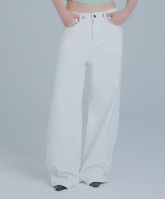 Peulaentigseobiseu Loose Wide Denim Pants - White
