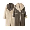 Womens Reversible Long Coat With Oversized Lapel Streetwear Style Loose Fit Faux Fur Lined