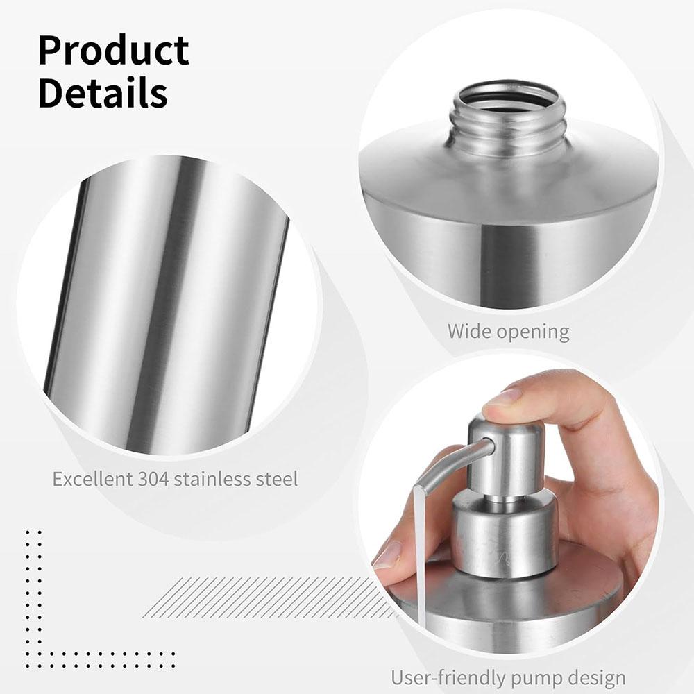 Stainless Steel Countertop Sink Soap Dispenser High Quality Bathroom Hand Dish Lotion Bottle Container Light Weighter 550/350ml