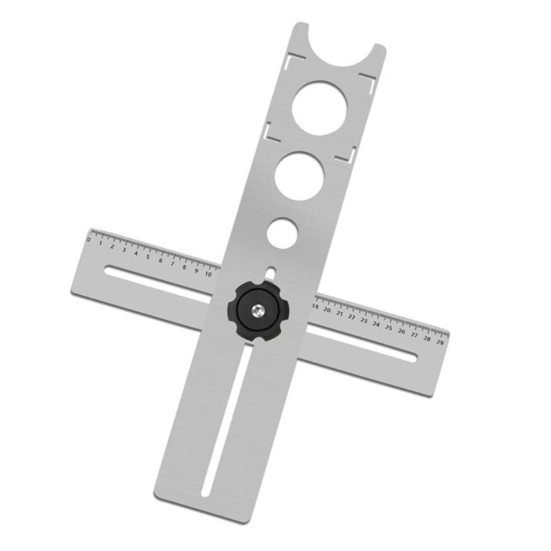40cm Ceramic Glass Tile Hole Locator Ruler for Multiple Tile Size Stainless Steel Adjustable Measuring Punching Tool