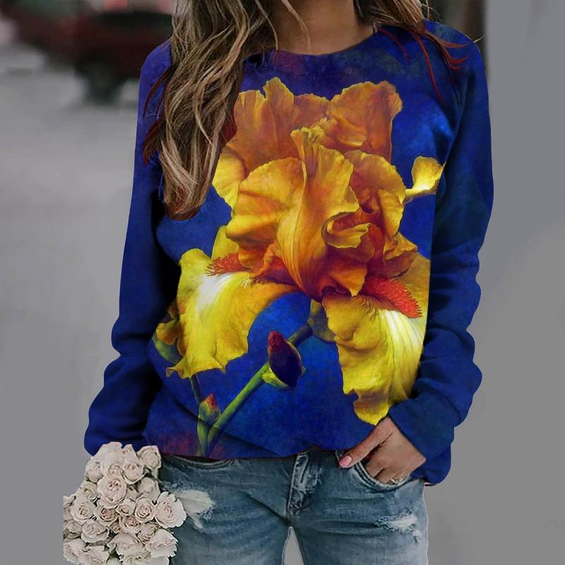 Summer Flower 3D Printed Sportswear for Women's Casual Long Sleeved Clothing