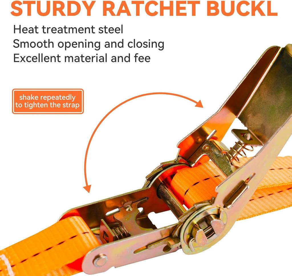 Ανθεκτικοί Μεταλλικοί Δεσμοί Φορτίου με Πόρπη για Αυτοκίνητο και Φορτηγό - Ισχυρός Ιμάντας Καστάνιας για Ασφαλή Μεταφορά Αποσκευών και Φορτίου