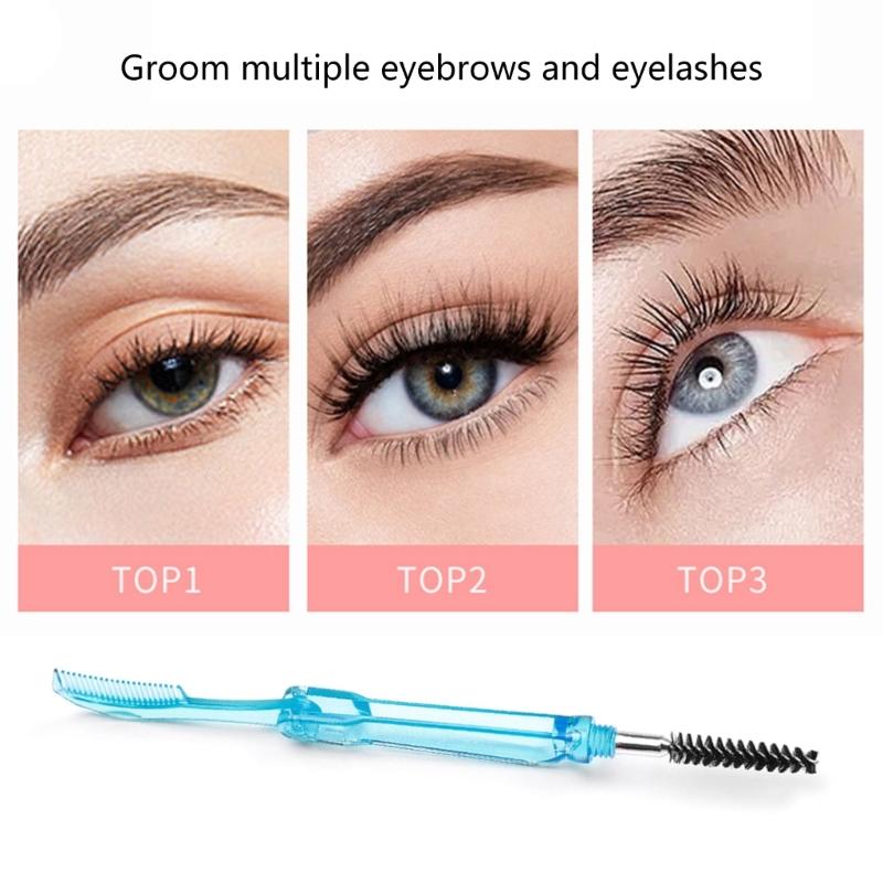 Portable Eyebrow Eyelash Shaper Eyelash Comb Double Head Eyebrow Brush Makeup Grooming Tool Foldable Mascara Brush