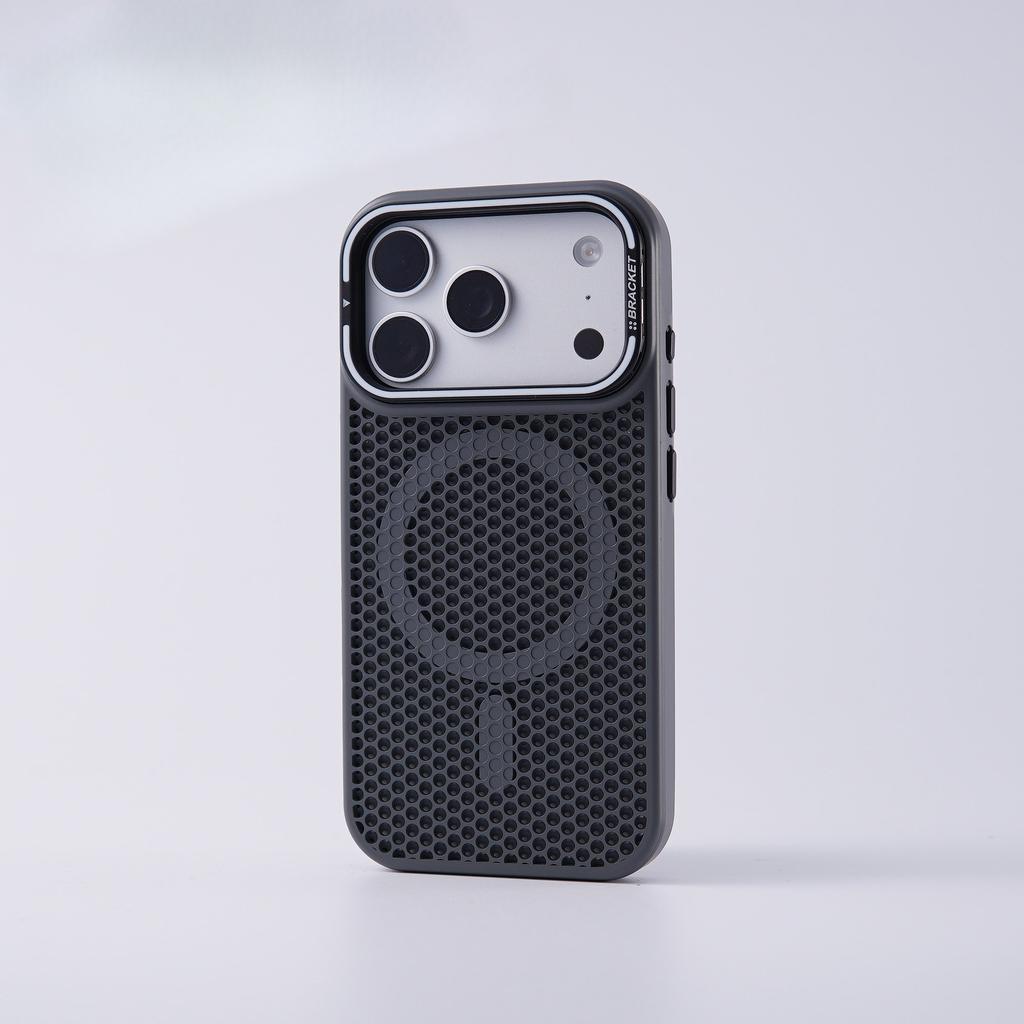 iPhone18PROMAX honeycomb heat dissipation magnetic mobile phone case, suitable for Apple 17 lens holder, anti-drop mobile phone case.