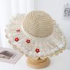 Summer Women's Wide Brim Straw Beach  Sun Hat With Lace Mesh Design Breathable For Outdoor Packable Travel Sunscreen Sunhat