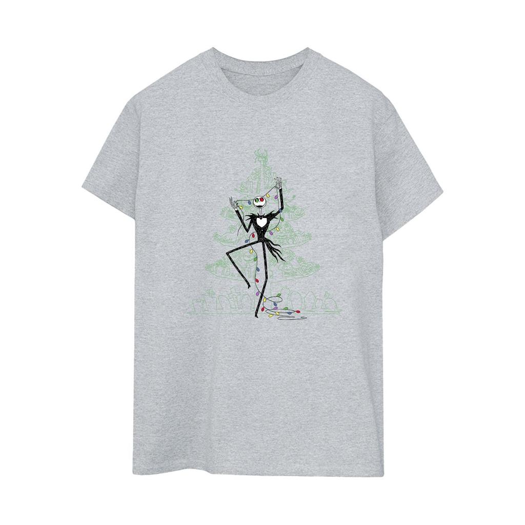 Disney Womens/Ladies The Nightmare Before Christmas Tree Green Cotton Boyfriend T-Shirt