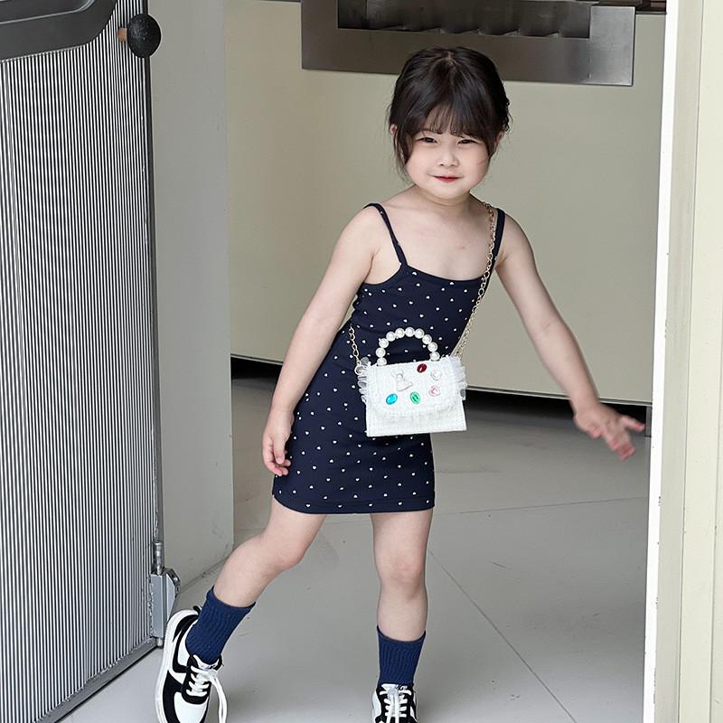 Schicke und modische Kinderhandtasche mit süßer Spitze und Strasssteinen für Mädchen