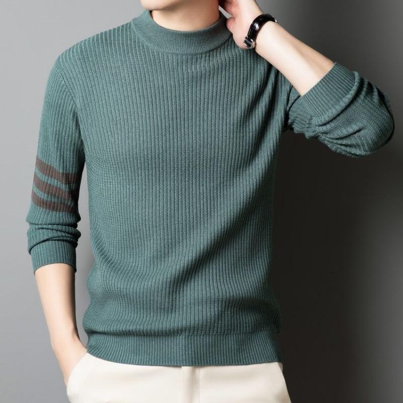 Men S Thick Half High Collar Long Sleeve Knit Sweater Warm Inner Top