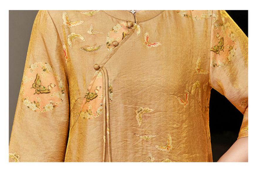 Chinese-Style Summer Mid-Sleeve Top for Middle-Aged and Elderly Women