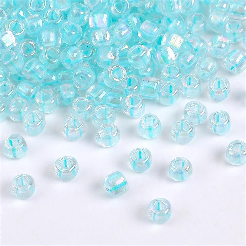 

Iridescent Dyed Core Triangle Glass Seed Beads for DIY Handmade Bracelets and Necklaces 4mm Hole ~2mm, 10g/pack, ~140 pieces