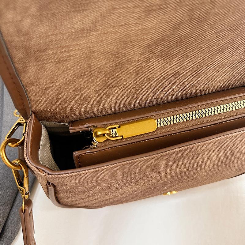 Genți de umăr pentru femei, cu design retro, geantă de mesager Tendință 2024, toamnă iarnă, cu buzunar pătrat, o geantă maro, ocazională, pentru femei