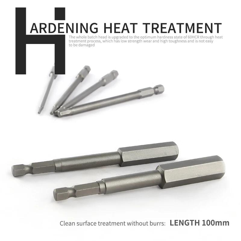 100mm S2 Hexagon Screwdriver Bit Set Magnetic Electric Bit Hex Wind Bit For Power Tools H2 H3 H4 H5 H6 H8 H10 H12 H14