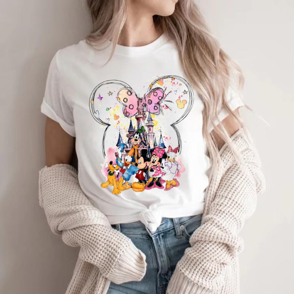2026 New Mouse Pattern Womens Crew Neck Printed Tshirt Christmas Gift Tshirt