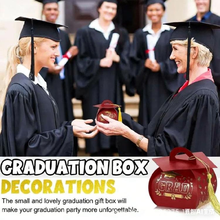 Graduation Hat Candy Holder with Fringes Decorative Gift Packaging Box Stylish Students Graduation Accessories