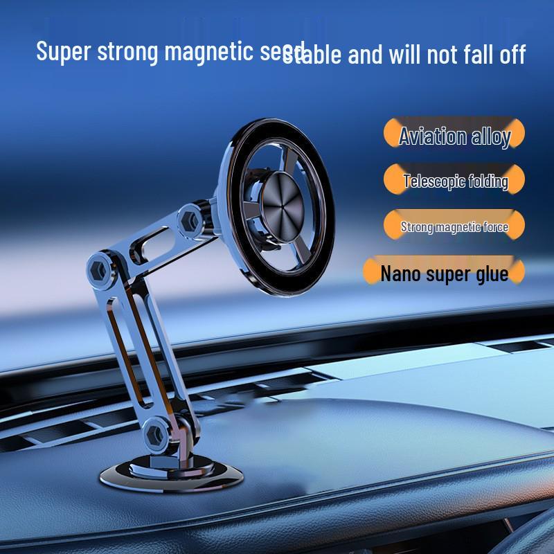 All-Metal 360° Rotating Magnetic Car Phone Holder with Mechanical Arm