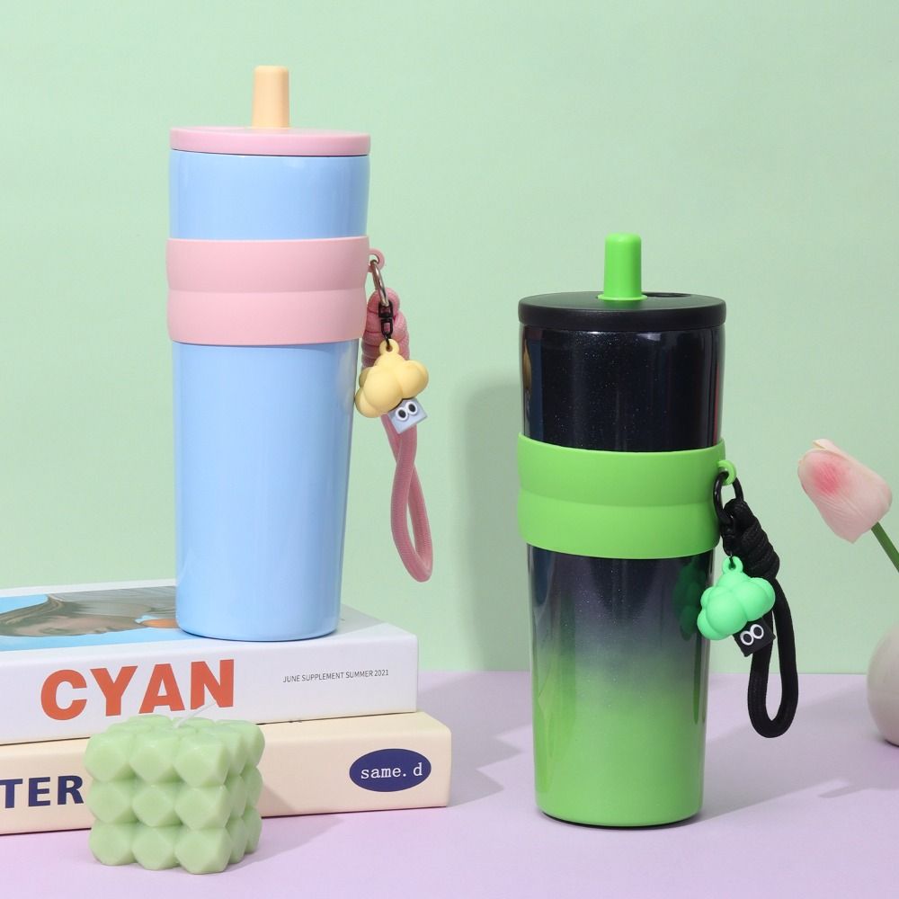

710ml Insulated Water Bottle Cute Stainless Steel Vacuum Flask Durable Ice Bar Mug Travel розовый
