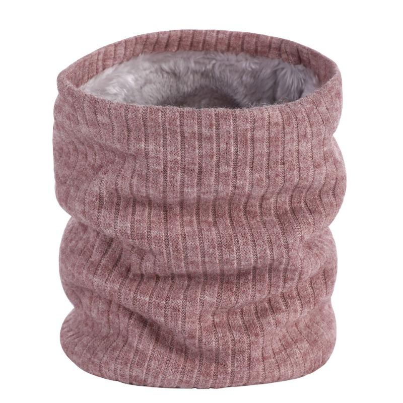Double-layer Velvet Thickened Warm Neck Cover, Solid Color Wool Single-circle Knitted Scarf, Autumn and Winter Versatile Scarf for Men and Women