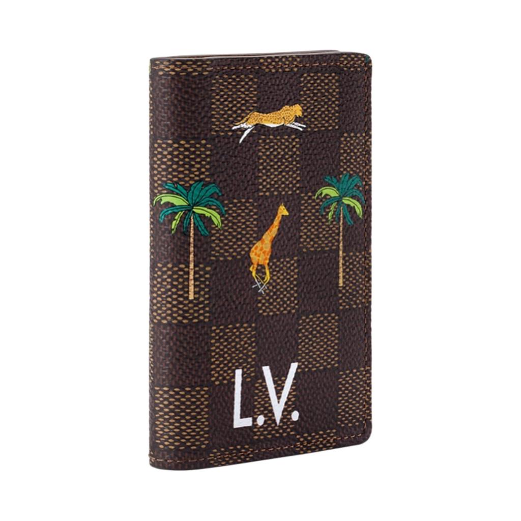 Louis Vuitton x The Darjeeling Limited Pocket Organizer Classic Checkered Pattern Damier Heritage Coated Canvas Card Holder Men Wallets Brown N40869