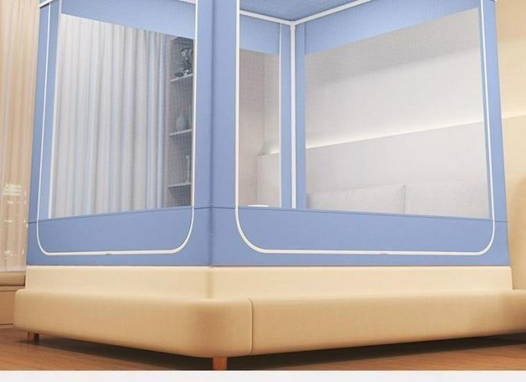 Anti-Fall Mosquito Net and Dustproof Blackout Bed Canopy for Children, Sit-On Style for Single/Double Beds
