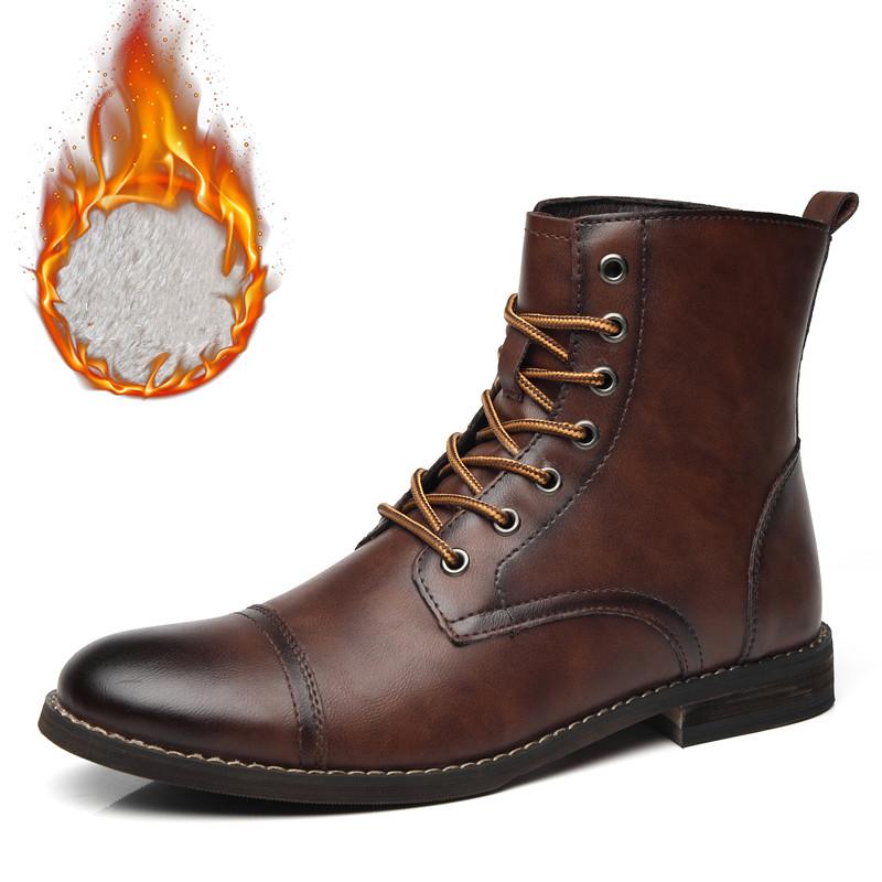 Fashion Fashion Brown Ankle Men's Leather Shoes Dress Boots Formal Shoes Men Autumn Winter Cowboy Boots For Men zapatos hombre vestir