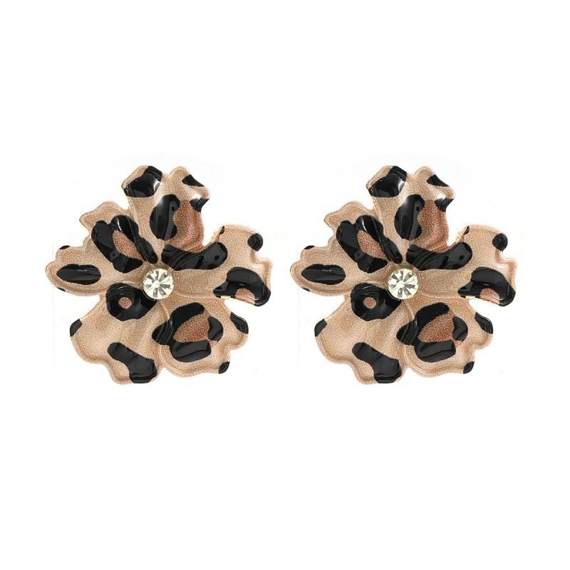 Elegant Floral Leopard Print Acrylic Earrings Women Vintage Style Statement Jewelry