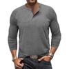 Mens Casual Long Sleeve Solid Henley Neck T Shirt