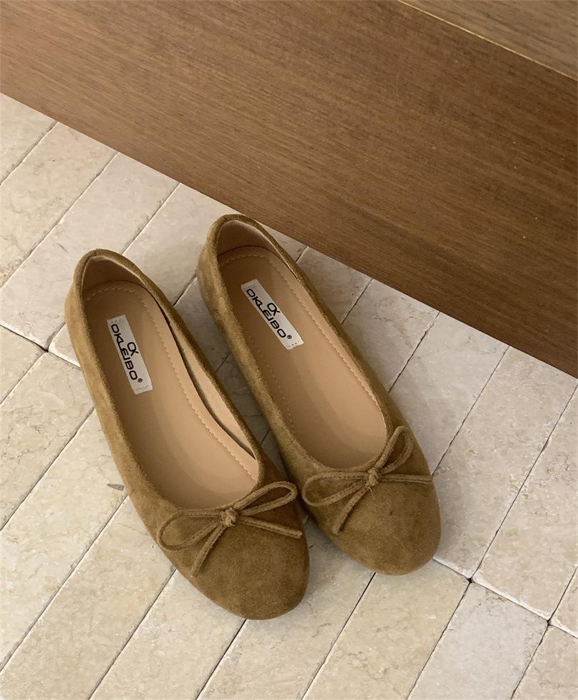 Fairy Style Bow Shallow Mouth Single Shoes Flat Mary Jane Shoes Spring 2025 New Soft Leather Beanie Shoes