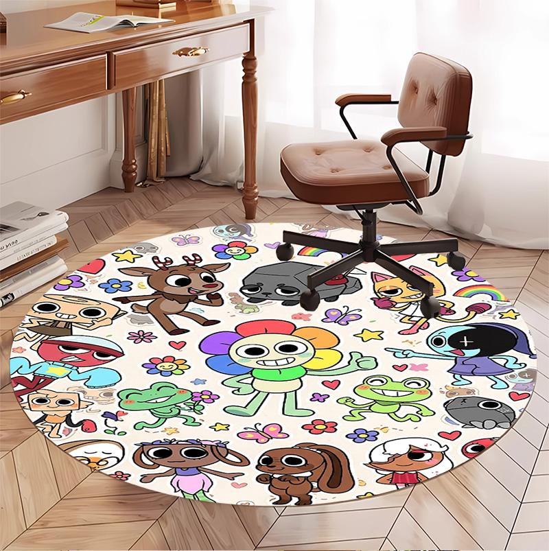 Dandy's World Pattern Round Rug, Indoor/Outdoor Mat, for Picnic, Gameroom, Bedroom, Office, Living Room, Home Decor Carpet, Birthday Gift