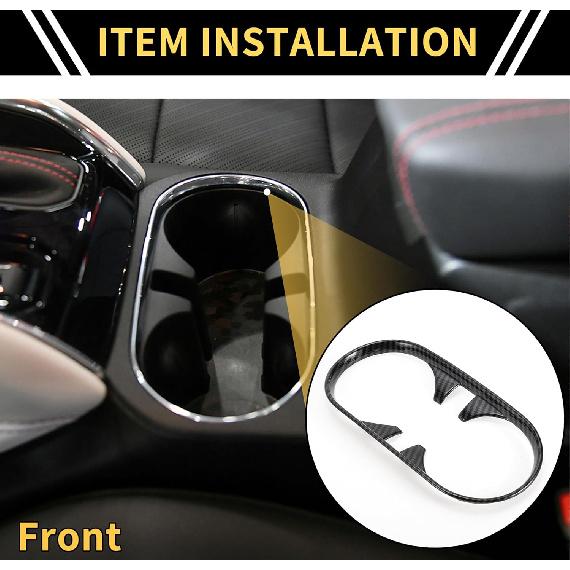 Front Central Cup Holder Trim Cover for Chevrolet Colorado for GMC Canyon 2023-2024 Center Console Front Water Cup Holder Panel Trim ABS Carbon Fiber