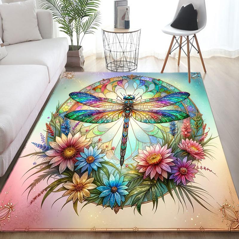 Tappeto Quadrato con Libellula Tappeto Antiscivolo per Soggiorno, Camera da Letto, Studio, Decorazione Corridoio, Perfetto per Decorazione Casa o Regali di Festa