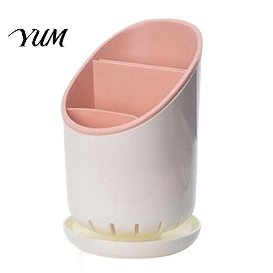 Chopstick Holder for Kitchen Countertop Multi-compartment Draining Holder, Plastic Utensil Organizer with Drain Tray, Compact Large Capacity Container